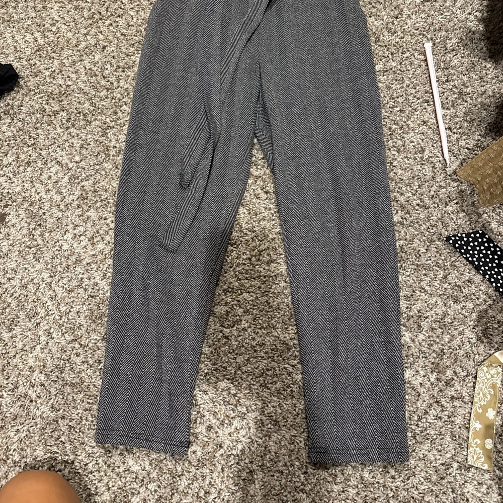 Gray Herringbone Pants